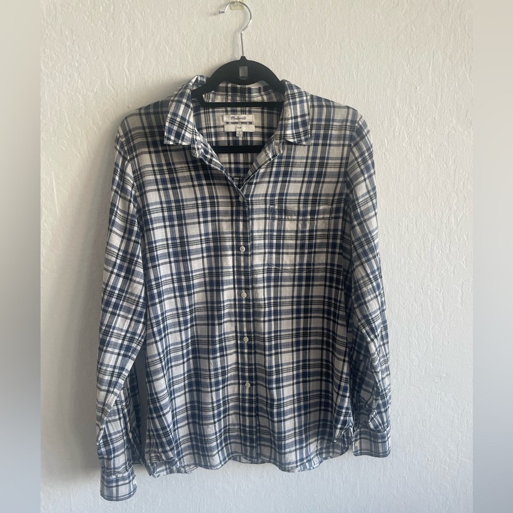 Madewell Navy and White Checkered Shirt